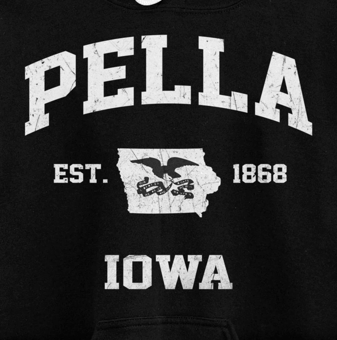 Pella Iowa IA vintage State Athletic style Pullover Hoodie