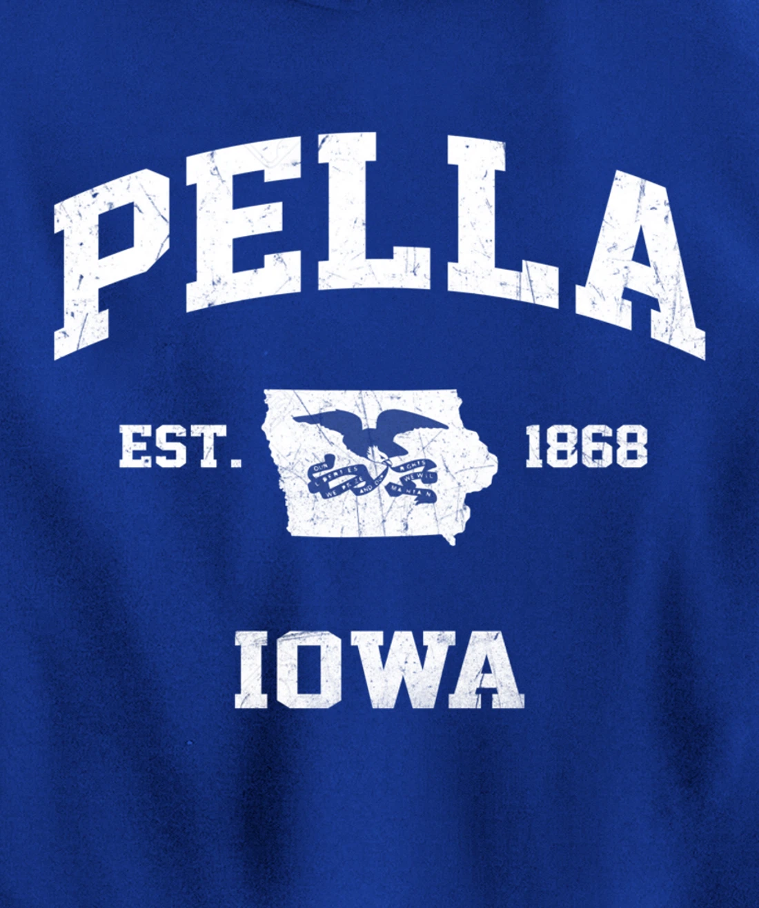 Pella Iowa IA vintage State Athletic style Pullover Hoodie
