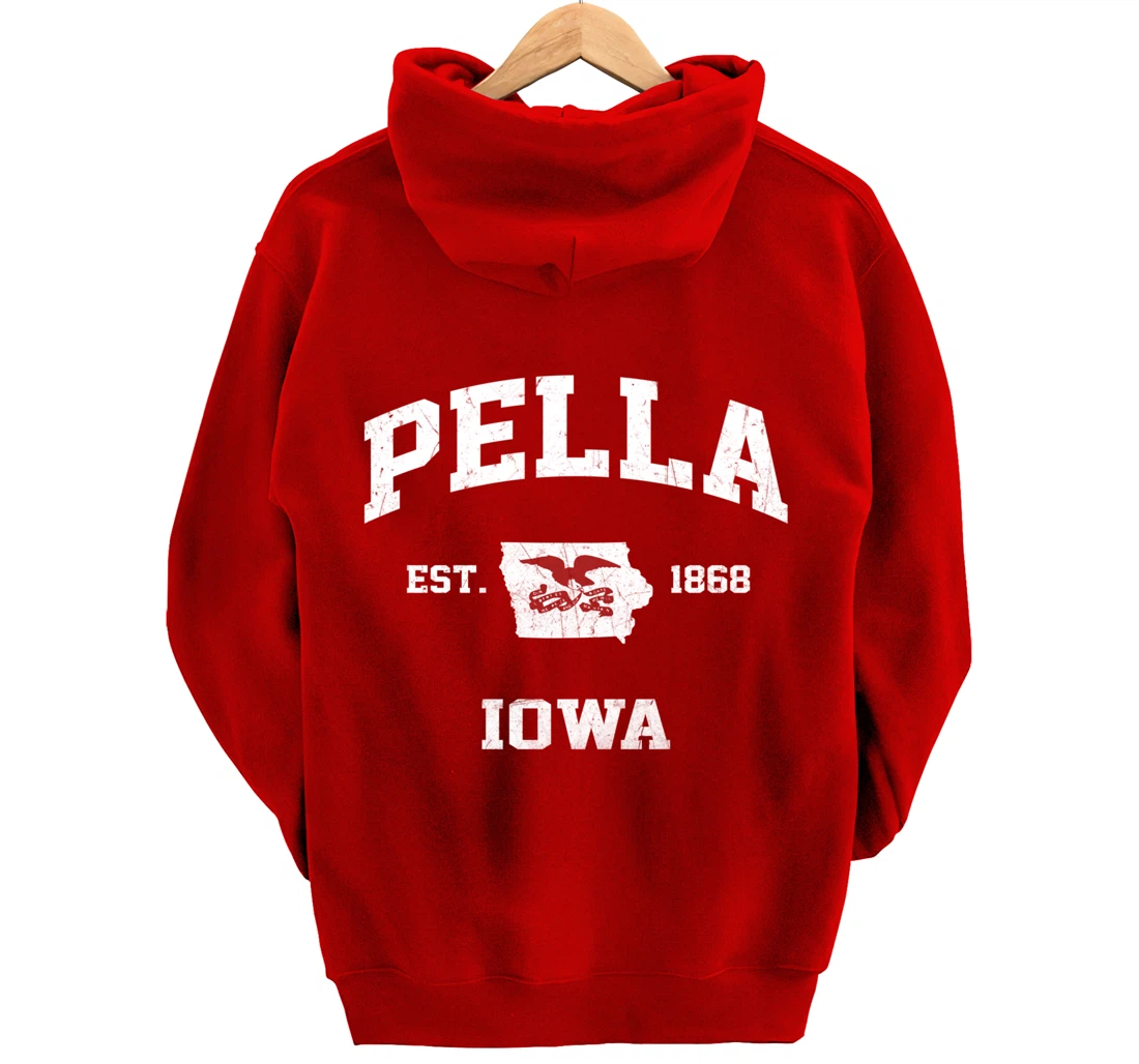 Pella Iowa IA vintage State Athletic style Pullover Hoodie