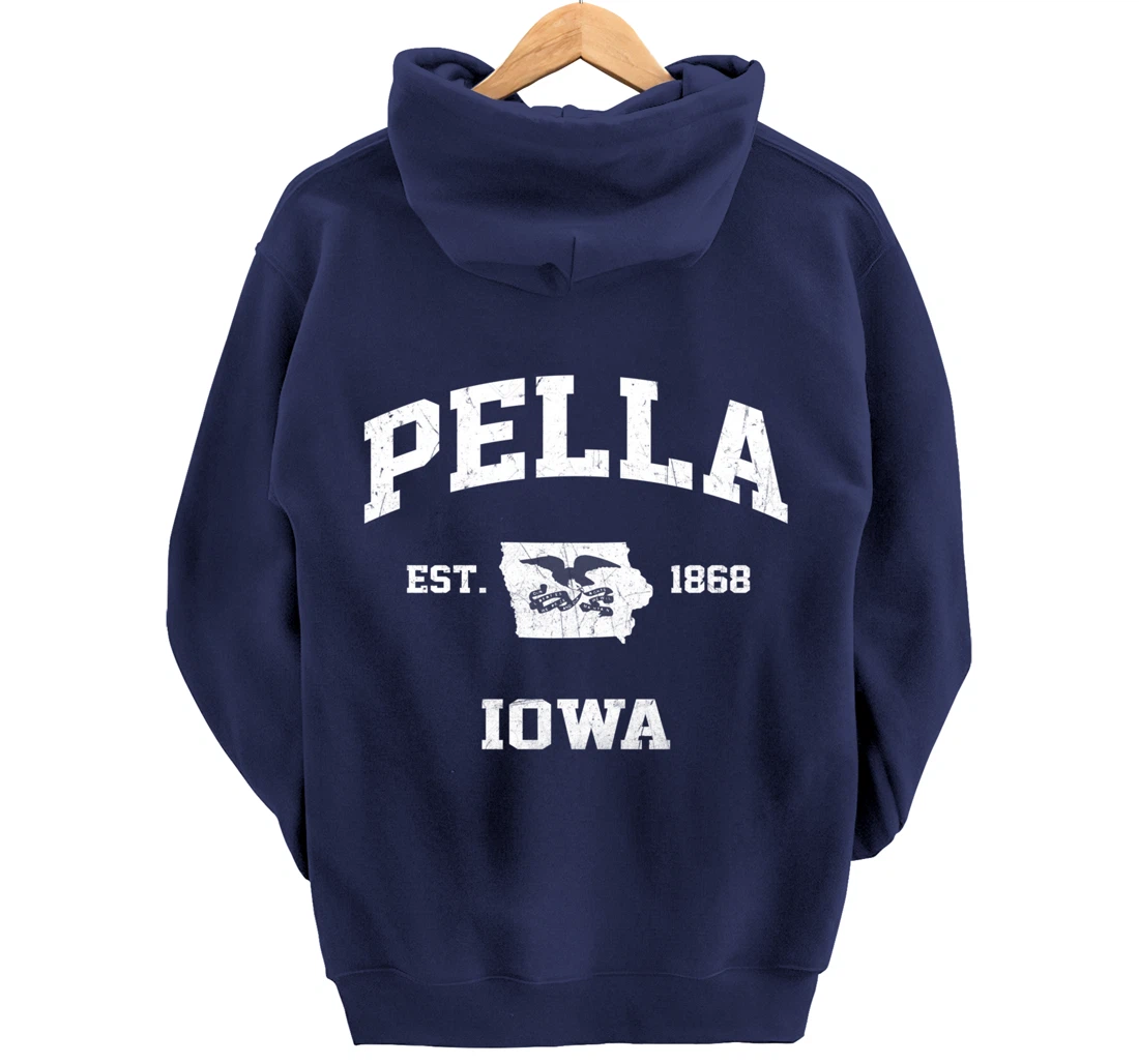 Pella Iowa IA vintage State Athletic style Pullover Hoodie
