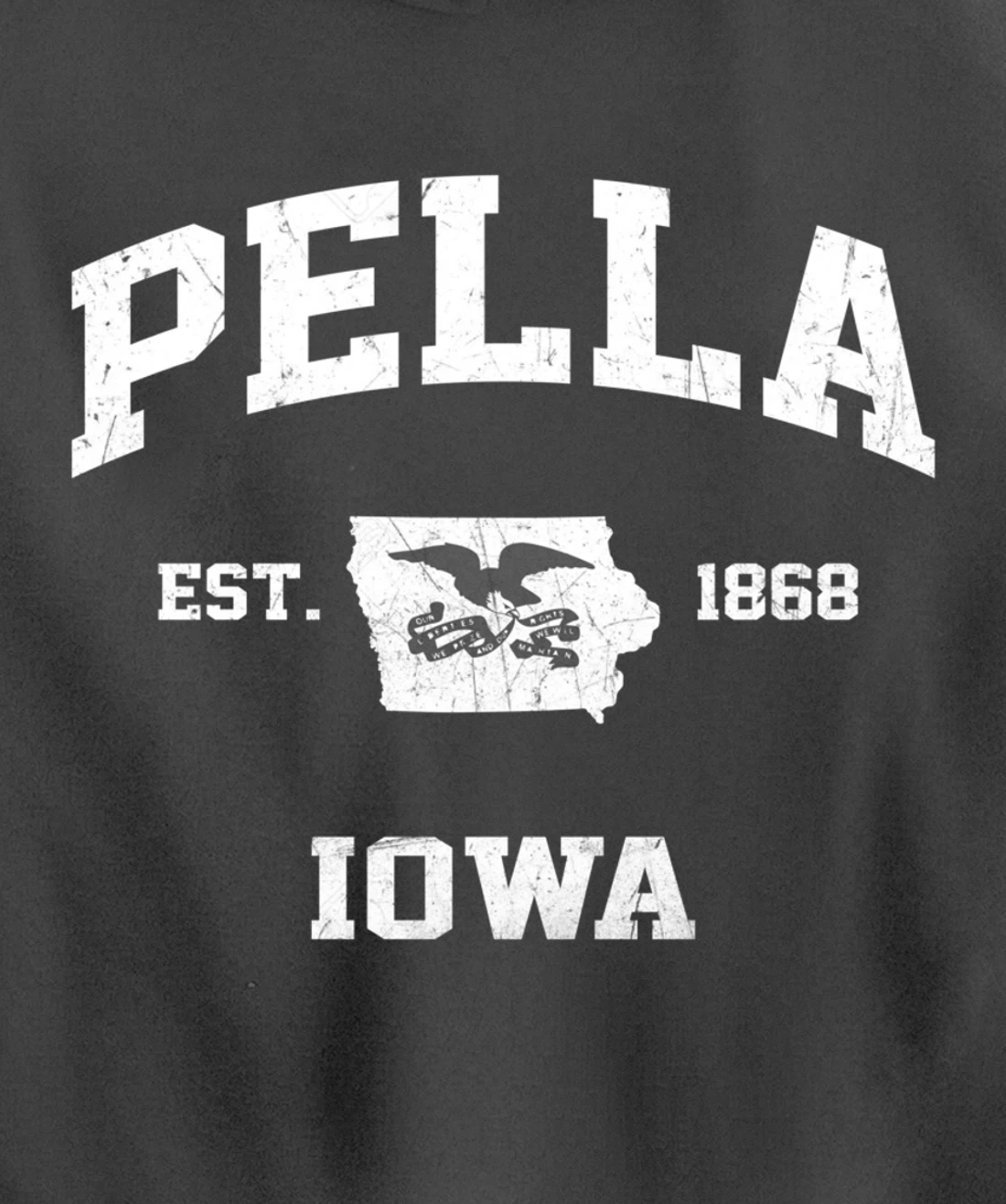 Pella Iowa IA vintage State Athletic style Pullover Hoodie