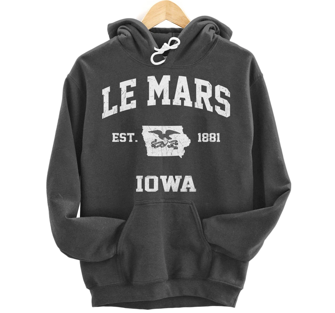 Le Mars Iowa IA vintage State Athletic style Pullover Hoodie