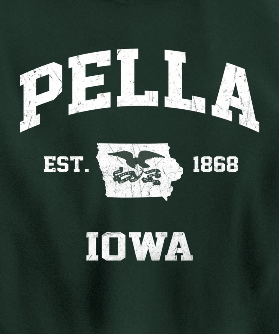 Pella Iowa IA vintage State Athletic style Pullover Hoodie