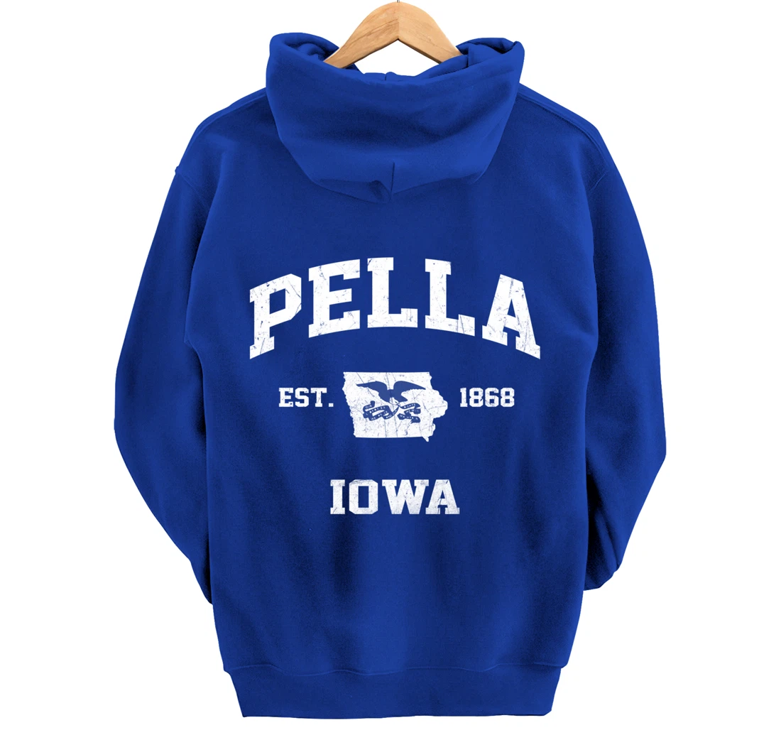 Pella Iowa IA vintage State Athletic style Pullover Hoodie