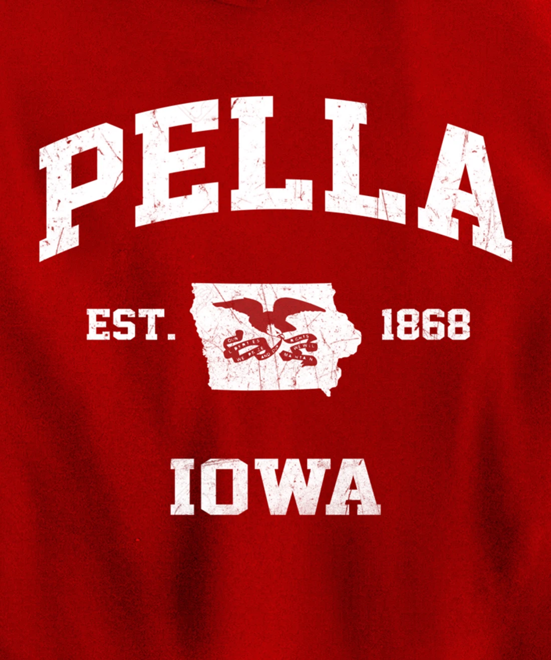Pella Iowa IA vintage State Athletic style Pullover Hoodie