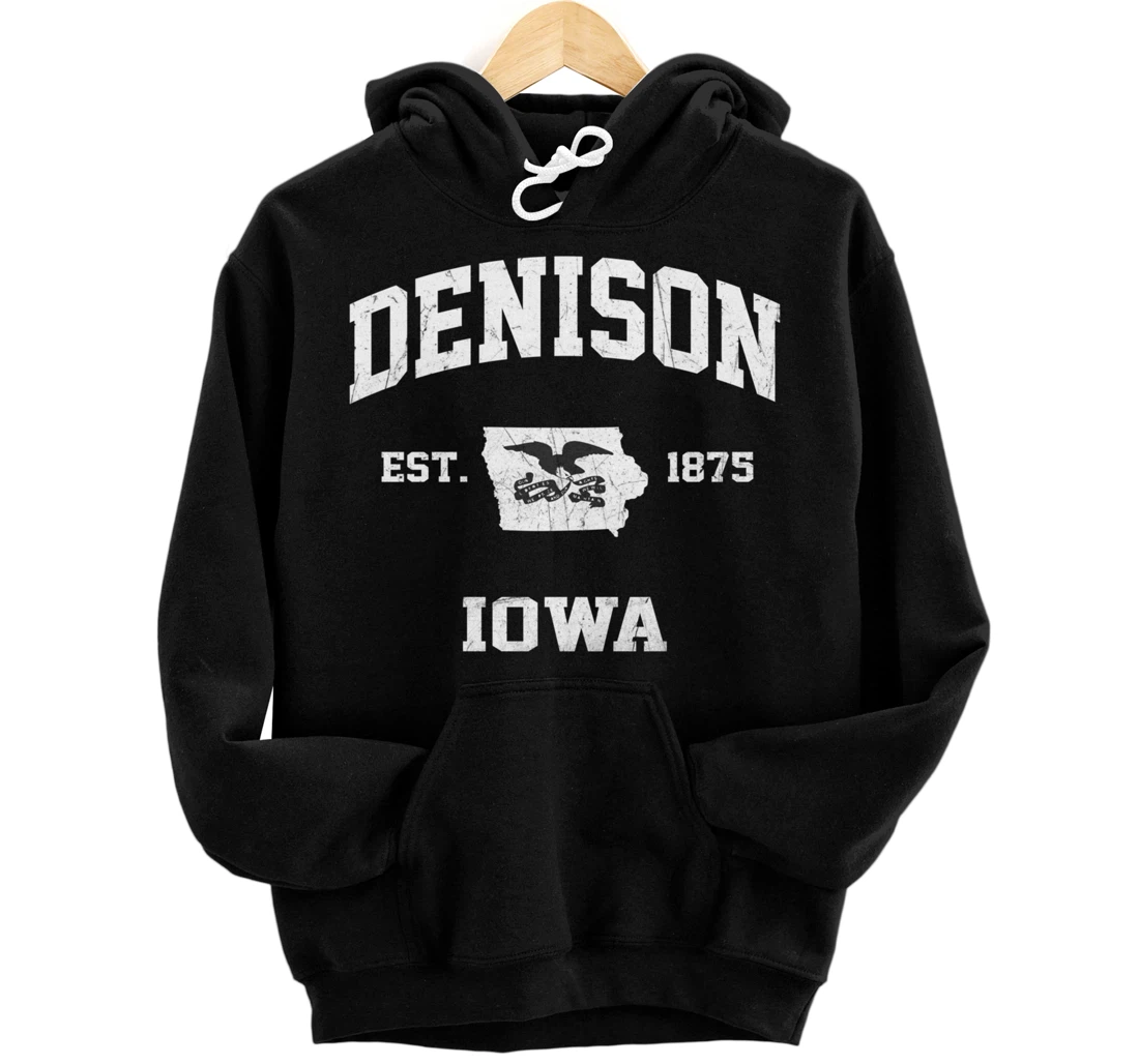 Denison Iowa IA vintage State Athletic style Pullover Hoodie