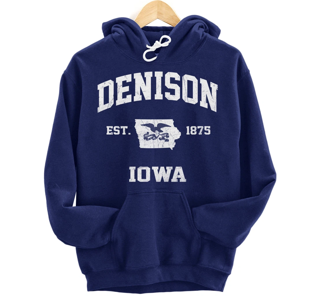 Denison Iowa IA vintage State Athletic style Pullover Hoodie