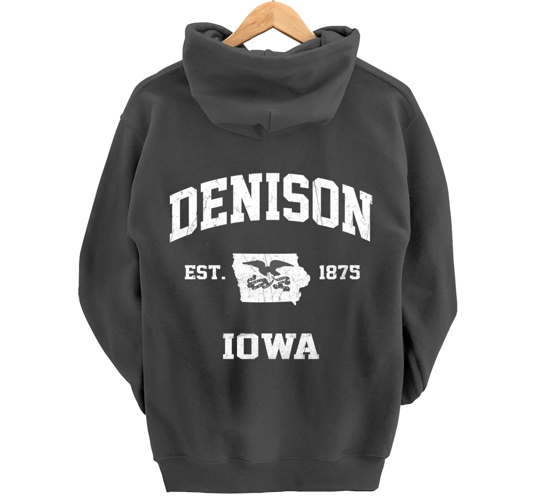 Denison Iowa IA vintage State Athletic style Pullover Hoodie