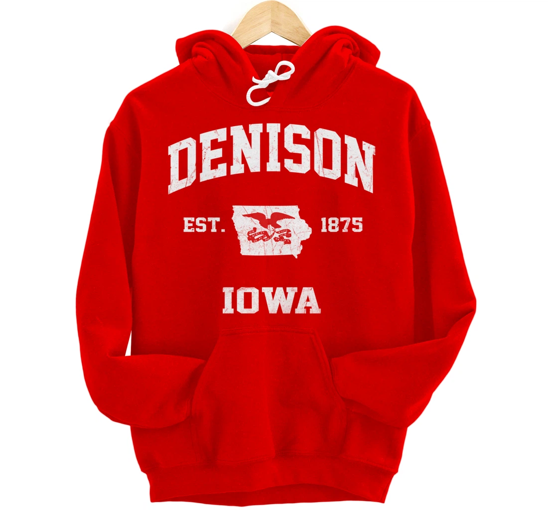Denison Iowa IA vintage State Athletic style Pullover Hoodie