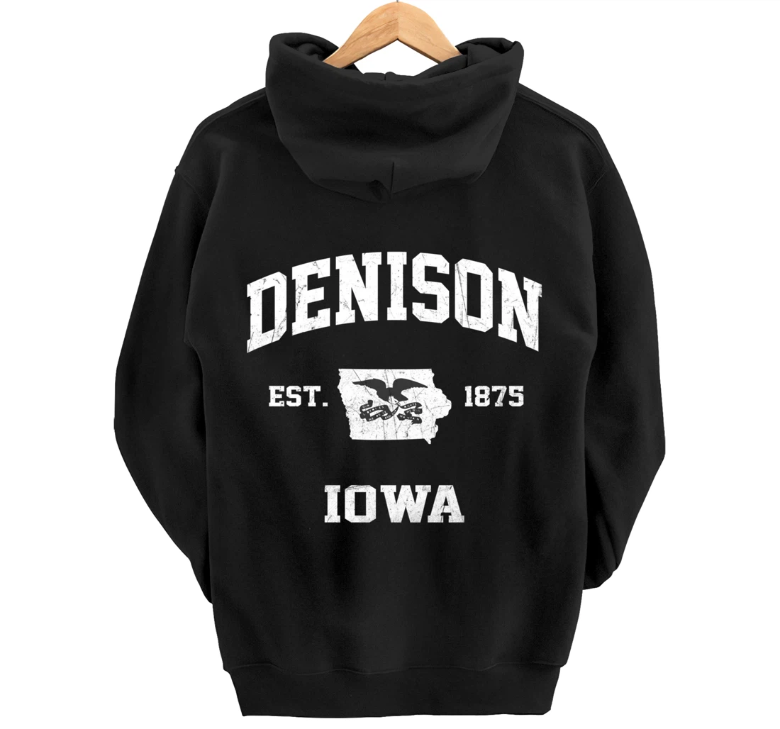 Denison Iowa IA vintage State Athletic style Pullover Hoodie