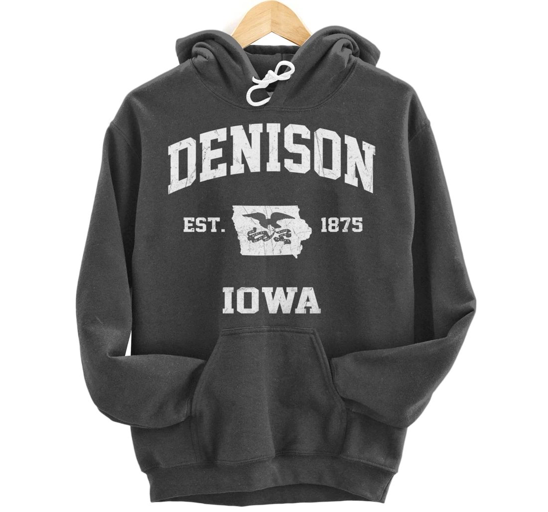 Denison Iowa IA vintage State Athletic style Pullover Hoodie