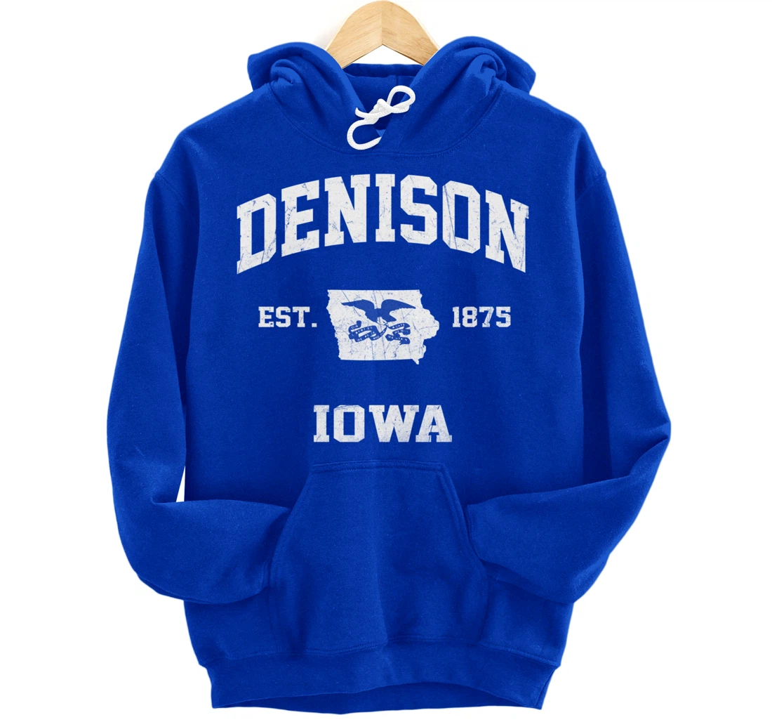 Denison Iowa IA vintage State Athletic style Pullover Hoodie
