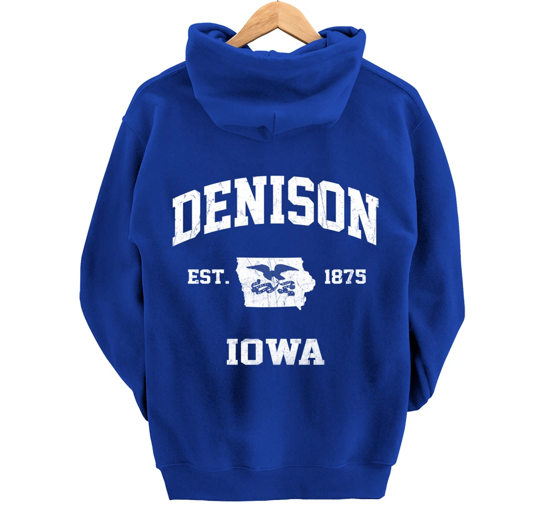 Denison Iowa IA vintage State Athletic style Pullover Hoodie