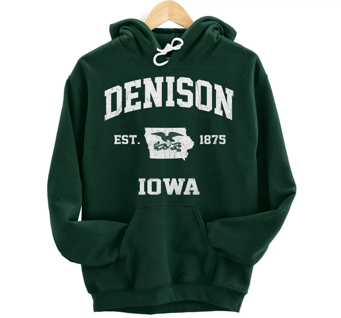 Denison Iowa IA vintage State Athletic style Pullover Hoodie