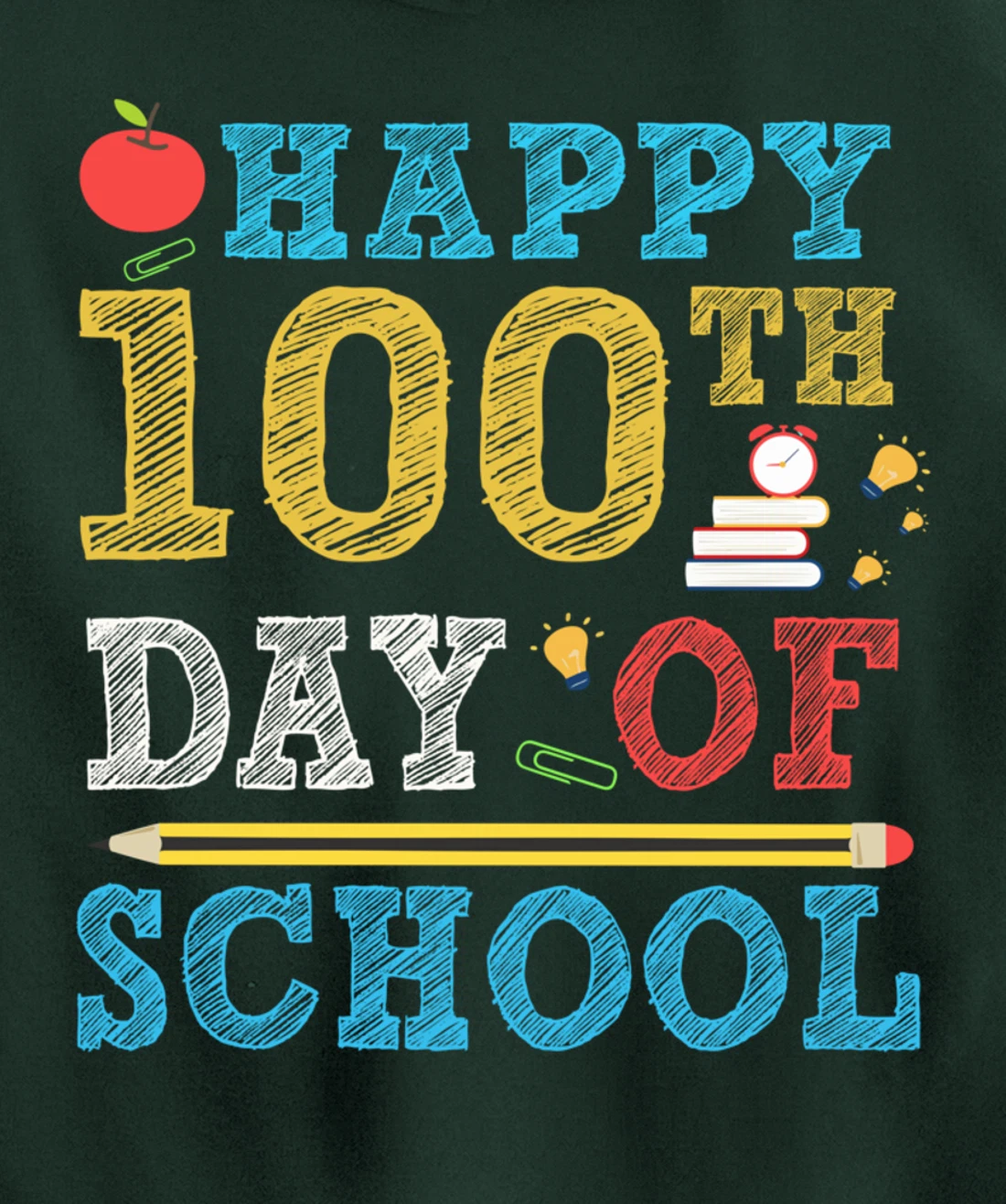 Happy 100th Day of School 100 Days Teacher Student Gifts Pullover Hoodie