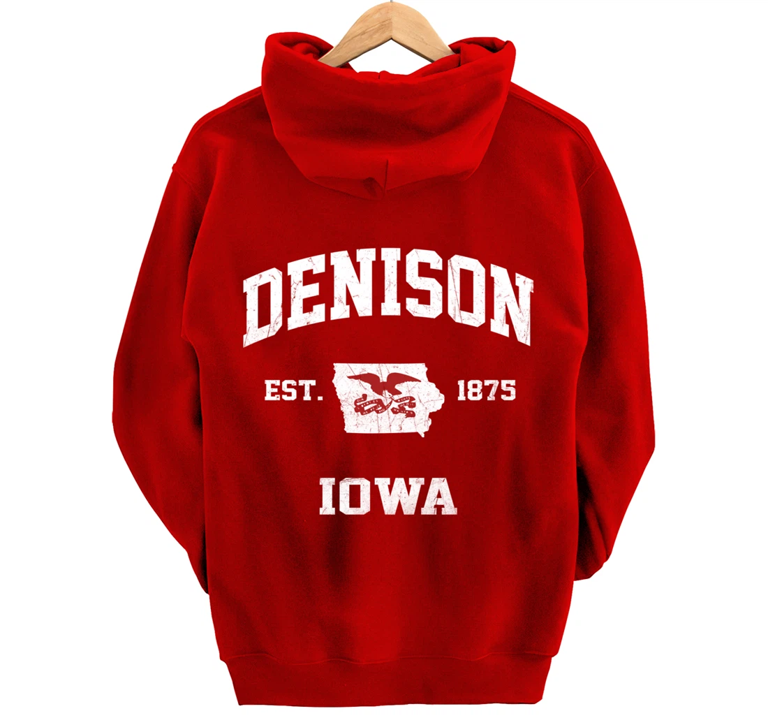 Denison Iowa IA vintage State Athletic style Pullover Hoodie