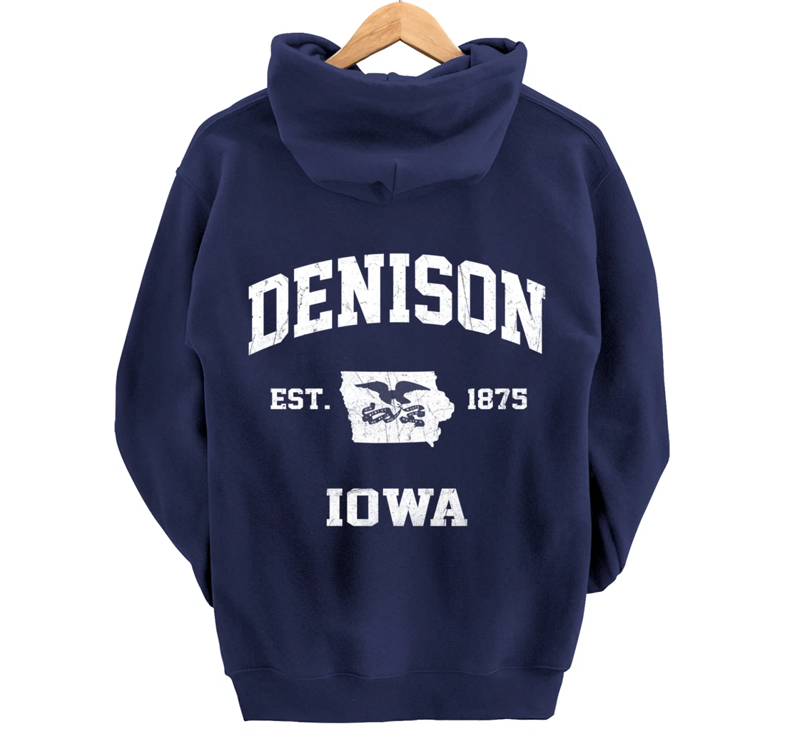 Denison Iowa IA vintage State Athletic style Pullover Hoodie