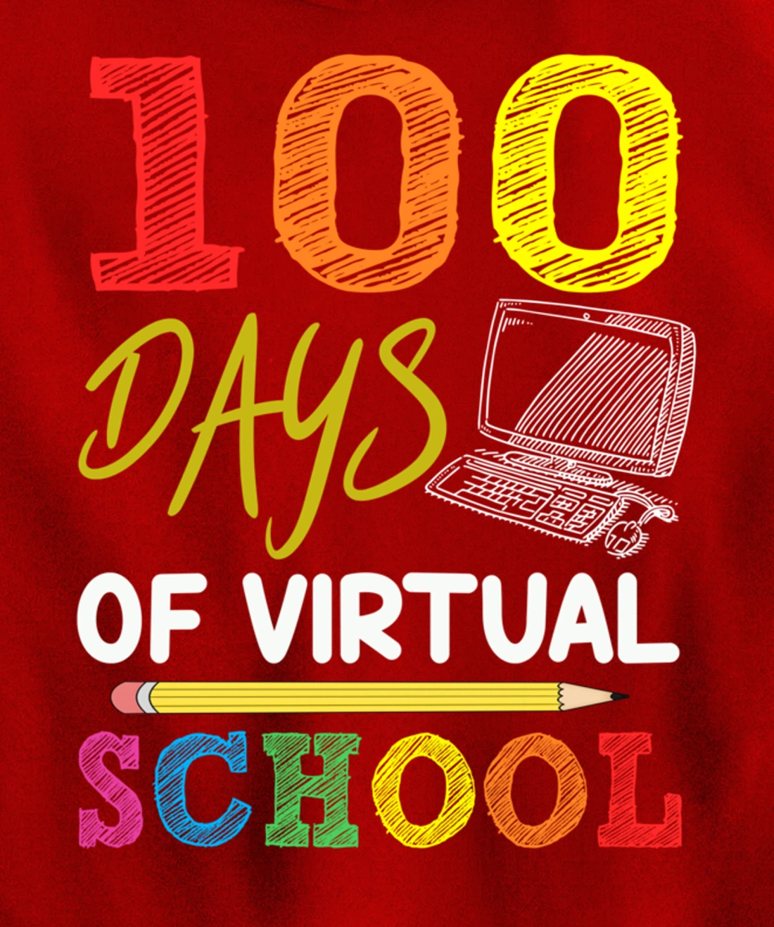 100 Days Of Virtual School Funny 100th Day Of School 2022 Pullover Hoodie