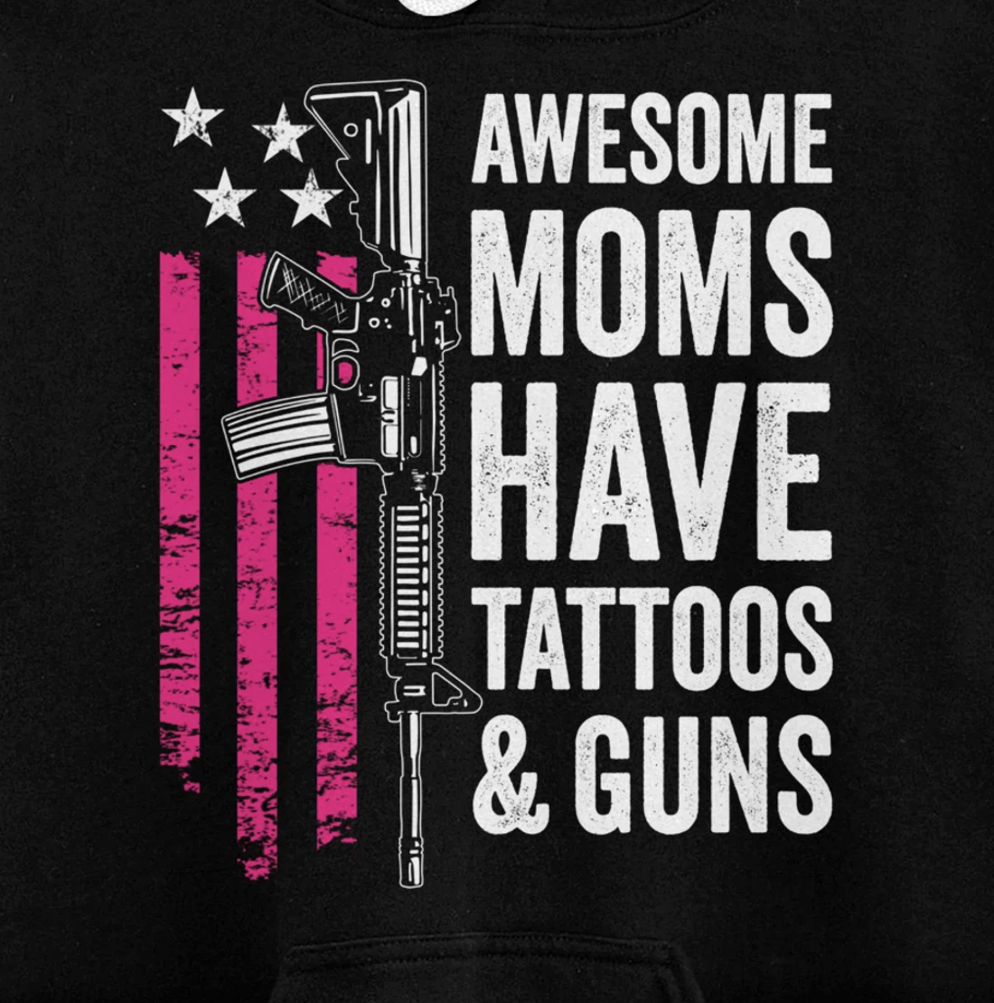 Awesome Moms Have Tattoos & Guns - Tattoo Funny Womens Gun Pullover Hoodie
