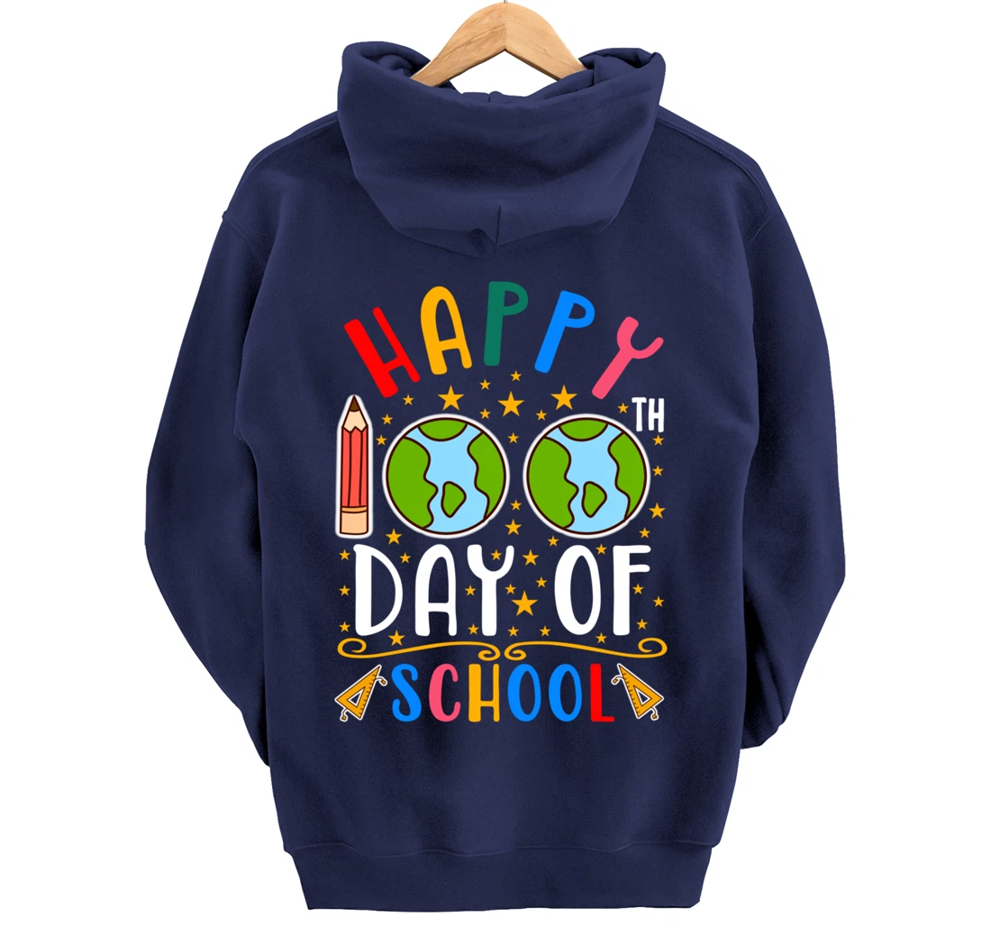 Happy 100th Day of School Teacher Student 100 Days Gifts Pullover Hoodie