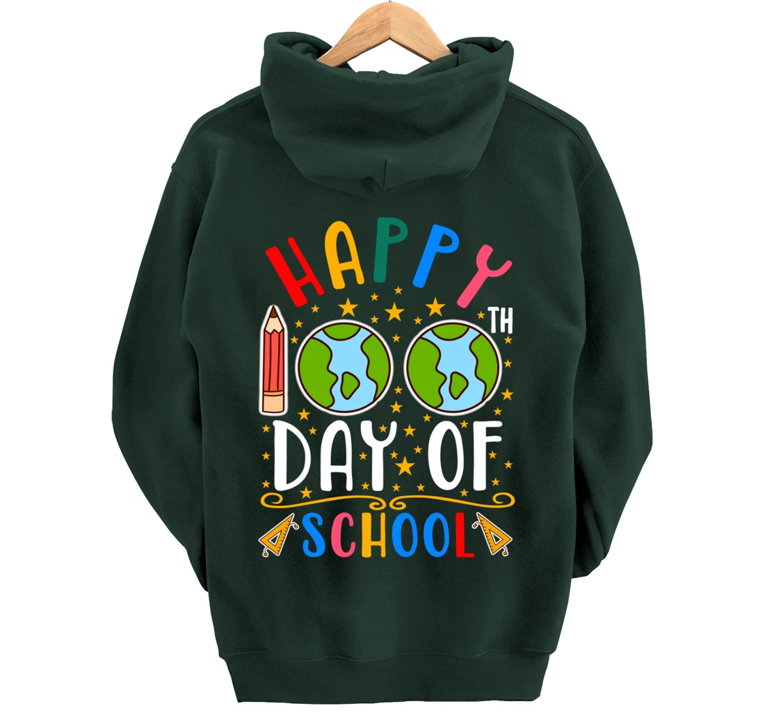 Happy 100th Day of School Teacher Student 100 Days Gifts Pullover Hoodie