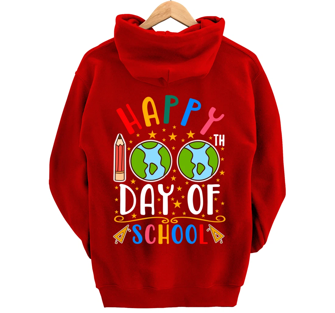 Happy 100th Day of School Teacher Student 100 Days Gifts Pullover Hoodie