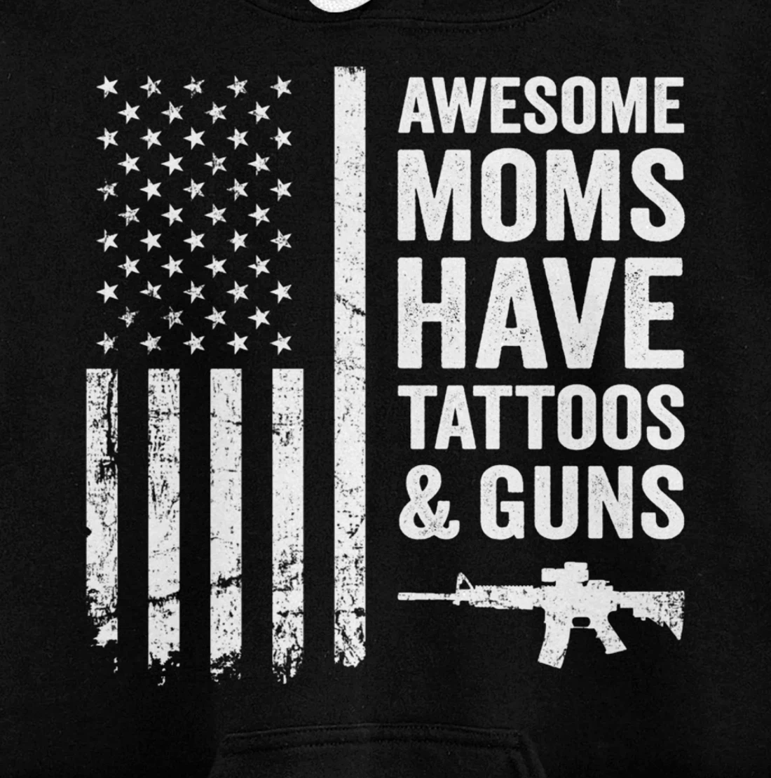 Awesome Moms Have Tattoos & Guns - Womens Tattoo USA Flag Pullover Hoodie