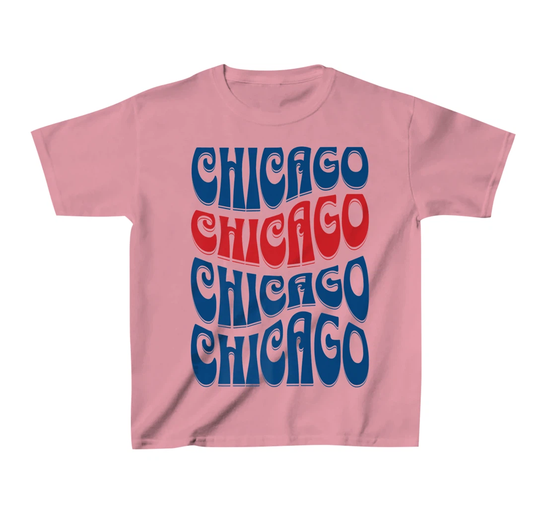 Awesome Chicago Illinois Groovy Retro 60s 70s Style Design T-Shirt, Kid T-Shirt and Women T-Shirt