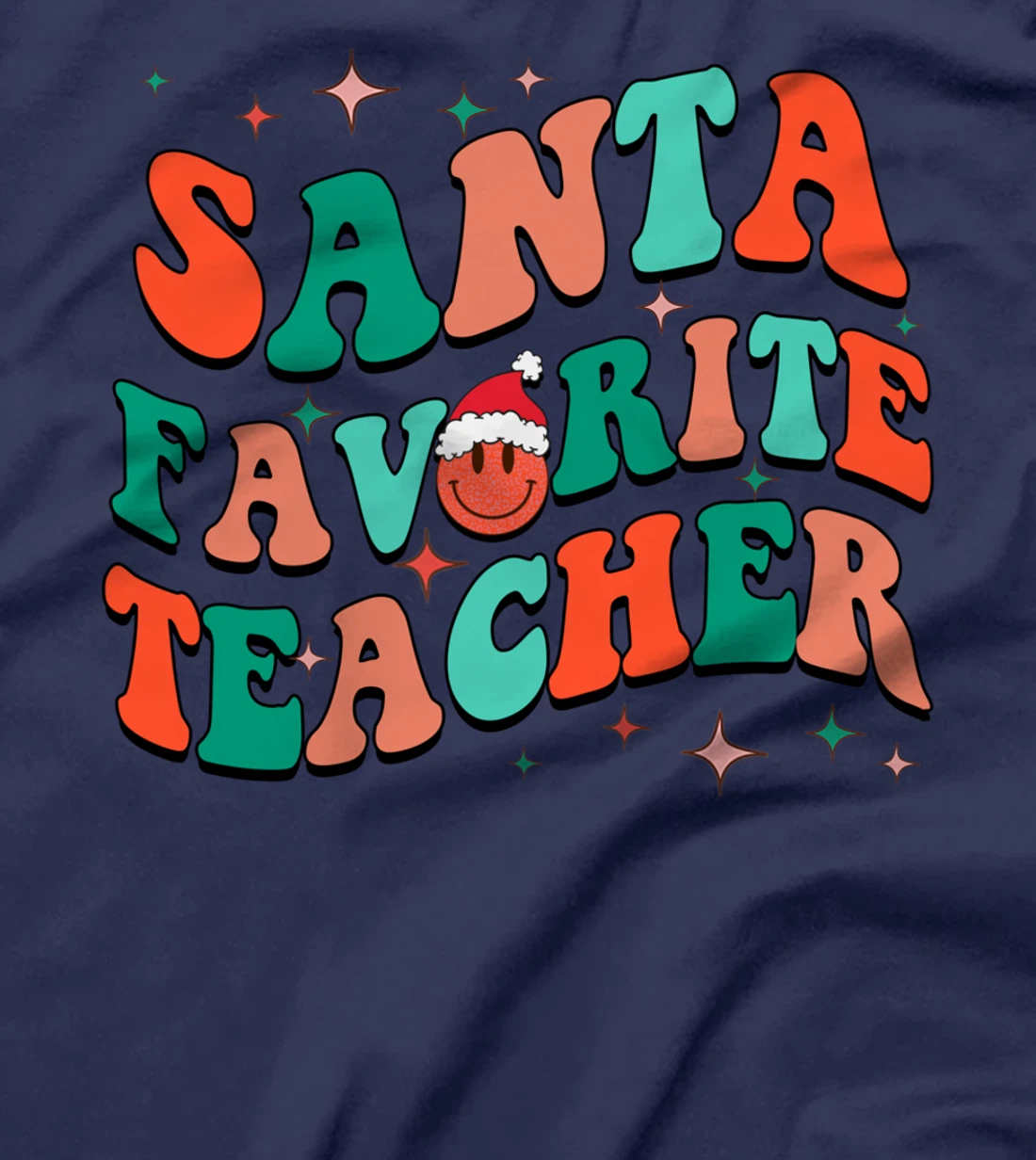 Santa's Favorite Teacher Christmas lights Santa Gifts Xmas T-Shirt