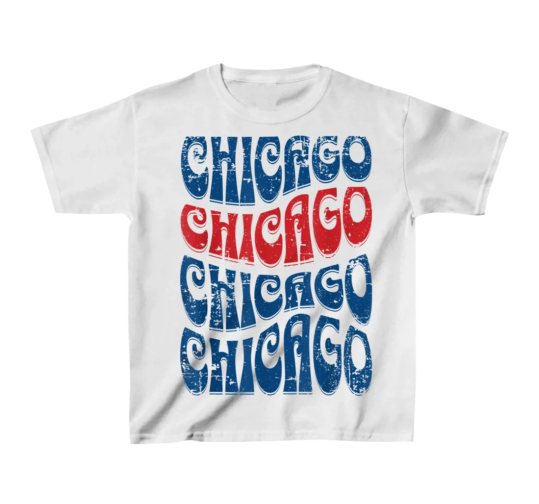 Awesome Chicago Illinois Groovy Retro Distressed Design T-Shirt, Kid T-Shirt and Women T-Shirt
