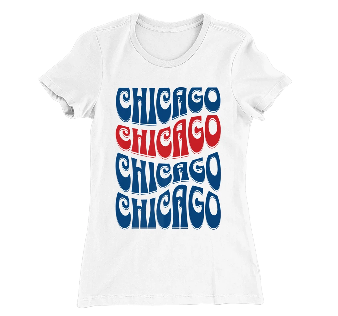 Awesome Chicago Illinois Groovy Retro 60s 70s Style Design T-Shirt, Kid T-Shirt and Women T-Shirt