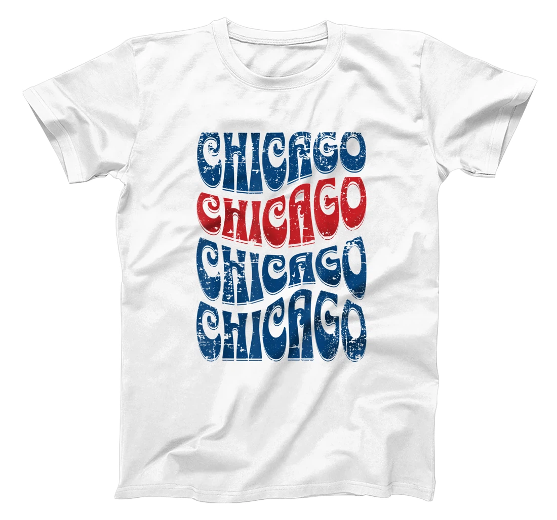 Awesome Chicago Illinois Groovy Retro Distressed Design T-Shirt, Kid T-Shirt and Women T-Shirt