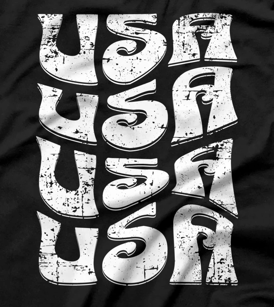 USA Groovy Retro 60s 70s Style Patriotic Distressed Design T-Shirt