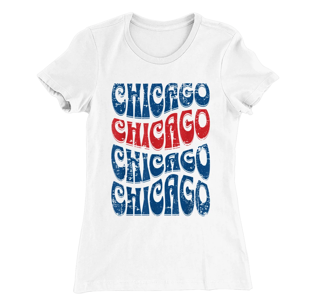 Awesome Chicago Illinois Groovy Retro Distressed Design T-Shirt, Kid T-Shirt and Women T-Shirt