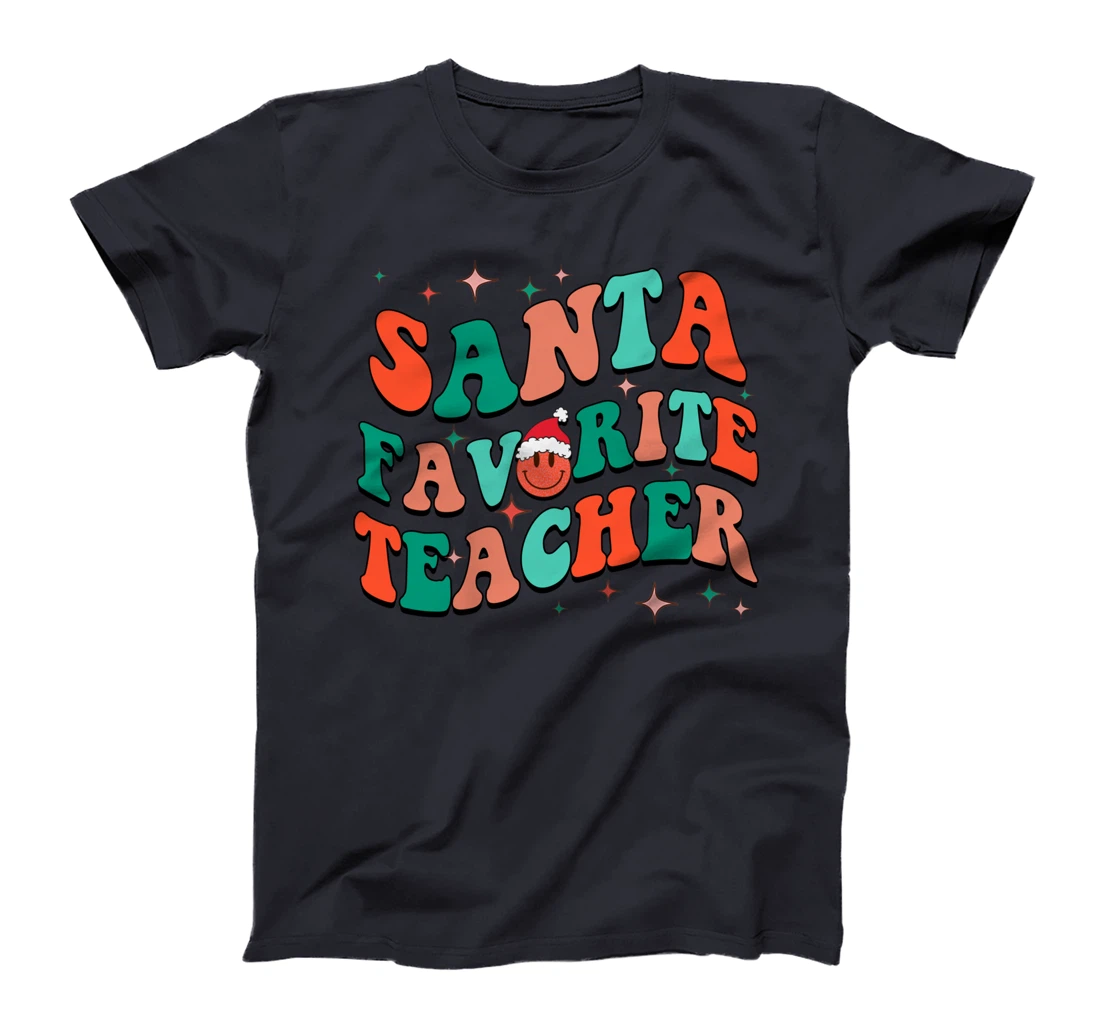 Santa's Favorite Teacher Christmas lights Santa Gifts Xmas T-Shirt