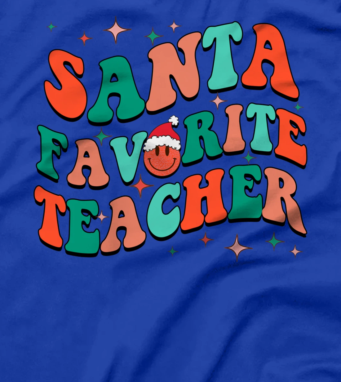 Santa's Favorite Teacher Christmas lights Santa Gifts Xmas T-Shirt