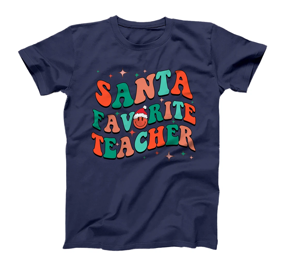 Santa's Favorite Teacher Christmas lights Santa Gifts Xmas T-Shirt