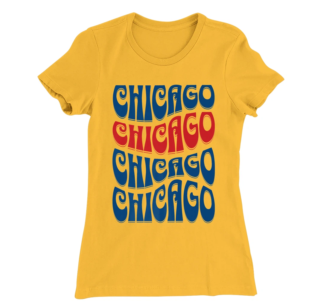 Awesome Chicago Illinois Groovy Retro 60s 70s Style Design T-Shirt, Kid T-Shirt and Women T-Shirt