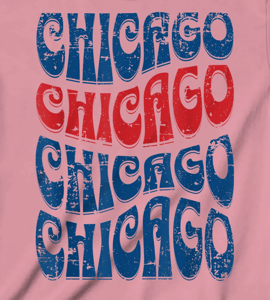 Awesome Chicago Illinois Groovy Retro Distressed Design T-Shirt, Kid T-Shirt and Women T-Shirt
