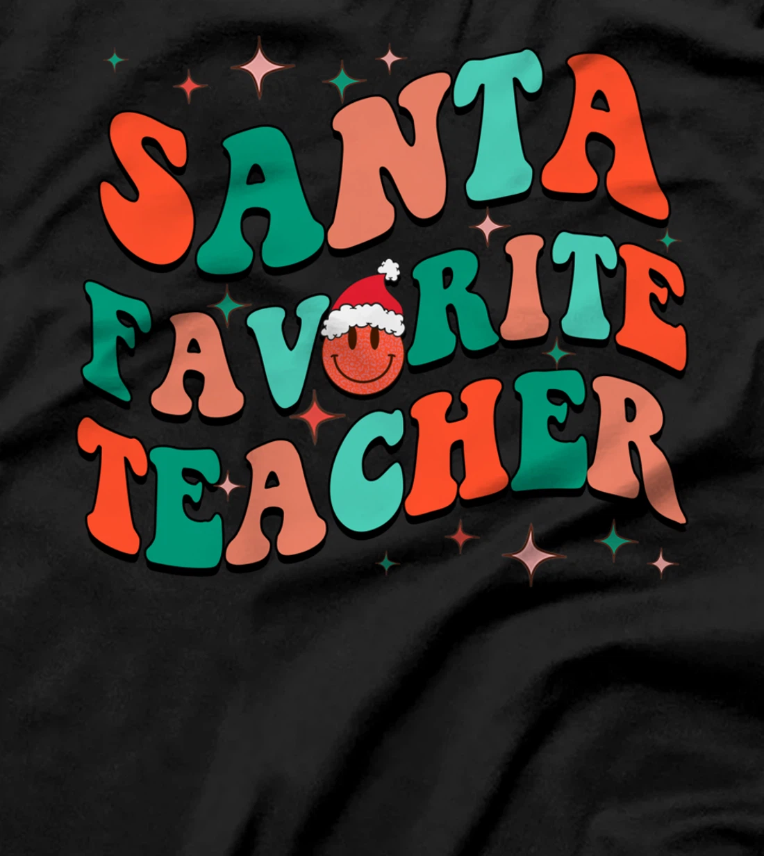 Santa's Favorite Teacher Christmas lights Santa Gifts Xmas T-Shirt