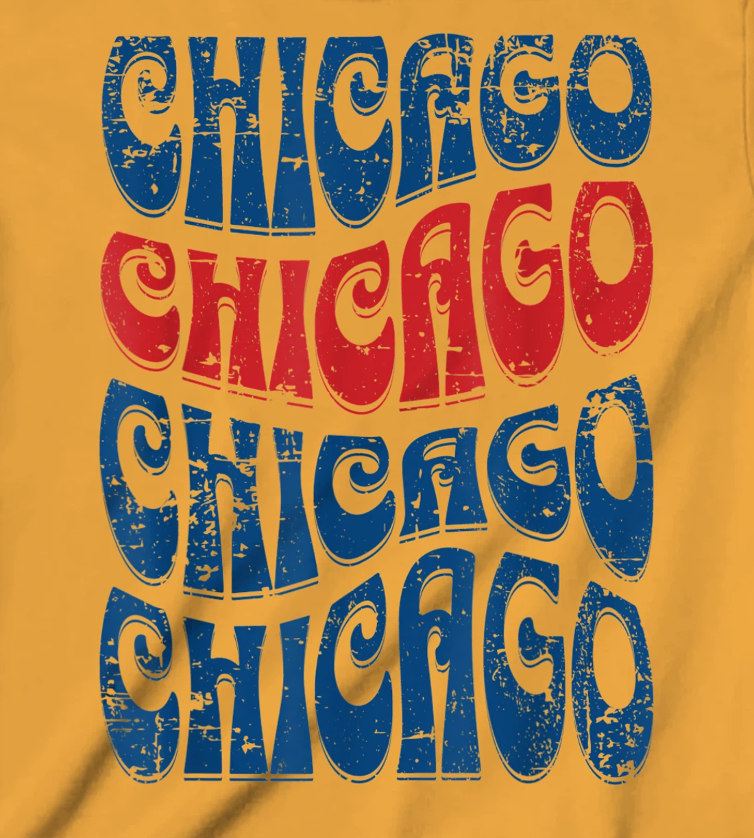Awesome Chicago Illinois Groovy Retro Distressed Design T-Shirt, Kid T-Shirt and Women T-Shirt