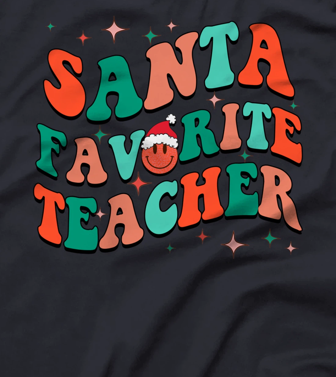 Santa's Favorite Teacher Christmas lights Santa Gifts Xmas T-Shirt