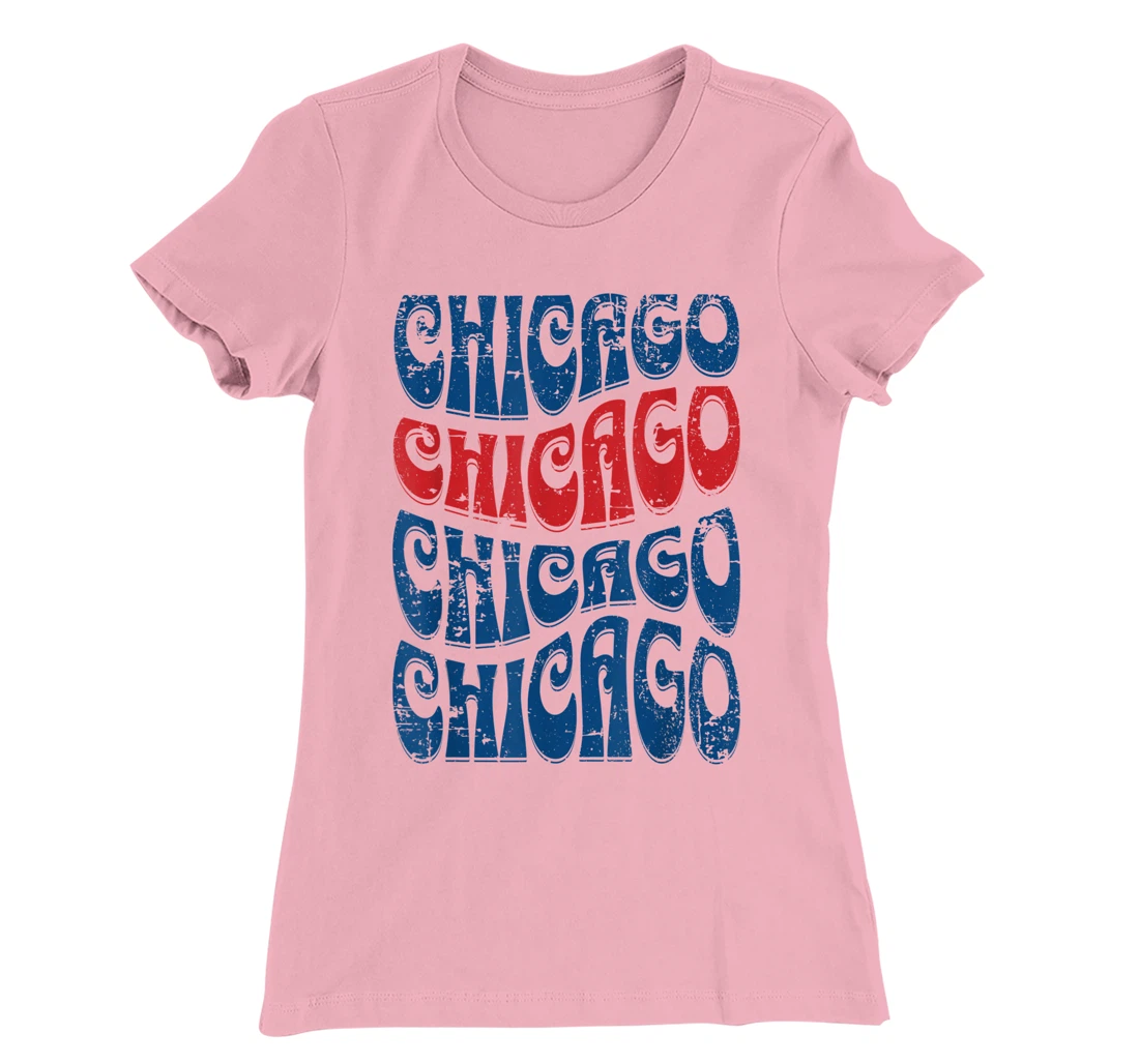 Awesome Chicago Illinois Groovy Retro Distressed Design T-Shirt, Kid T-Shirt and Women T-Shirt