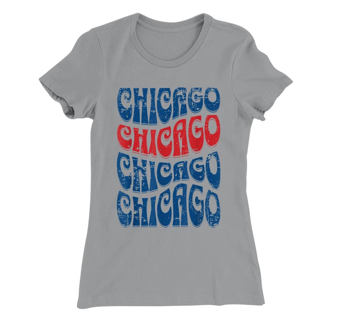 Awesome Chicago Illinois Groovy Retro Distressed Design T-Shirt, Kid T-Shirt and Women T-Shirt