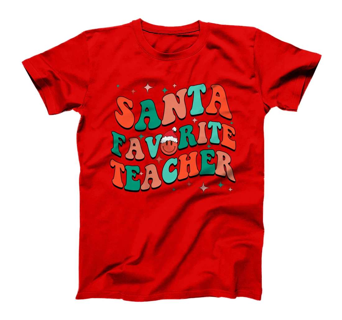 Santa's Favorite Teacher Christmas lights Santa Gifts Xmas T-Shirt