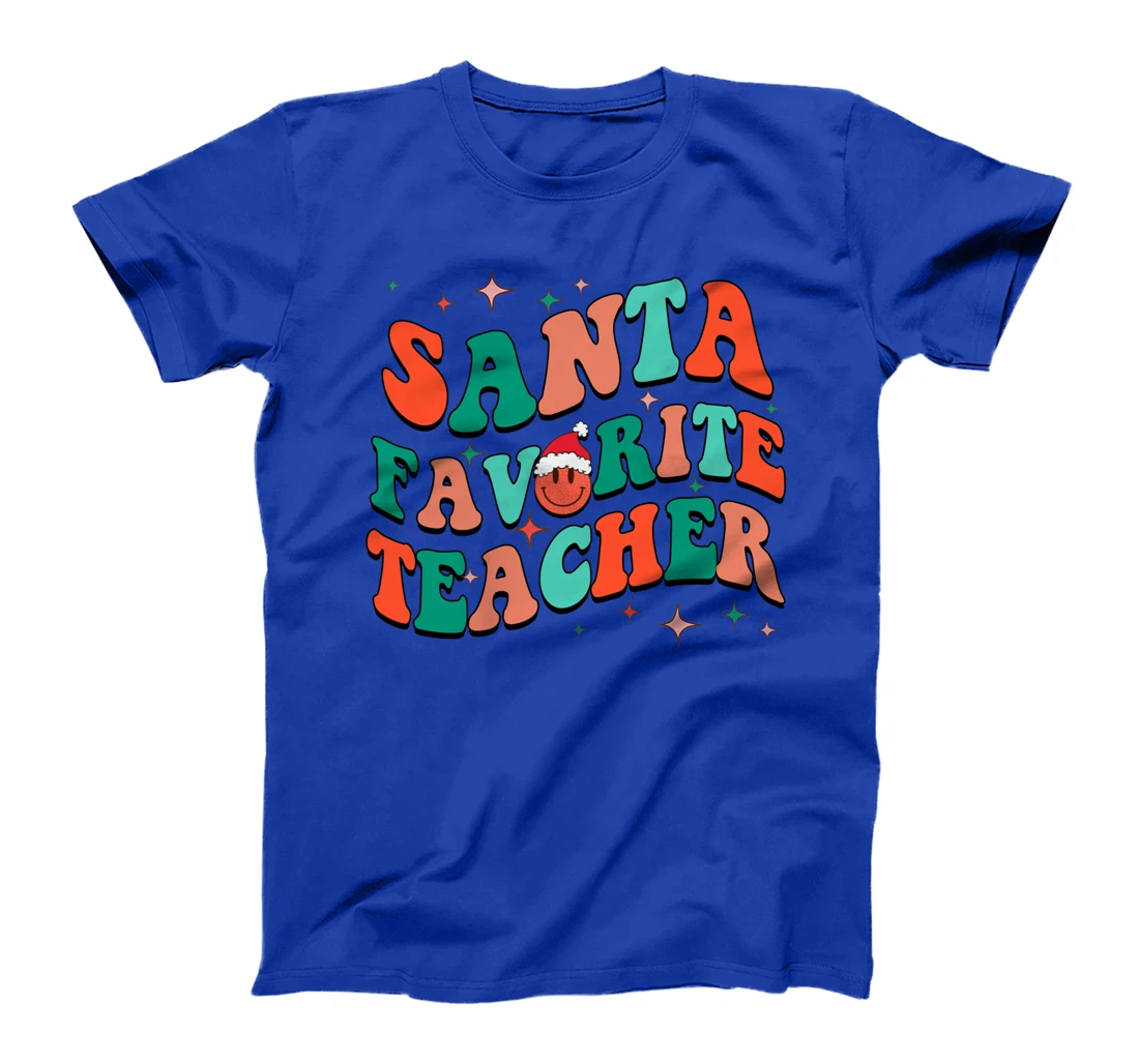 Santa's Favorite Teacher Christmas lights Santa Gifts Xmas T-Shirt