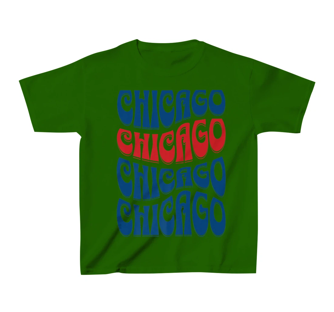 Awesome Chicago Illinois Groovy Retro 60s 70s Style Design T-Shirt, Kid T-Shirt and Women T-Shirt