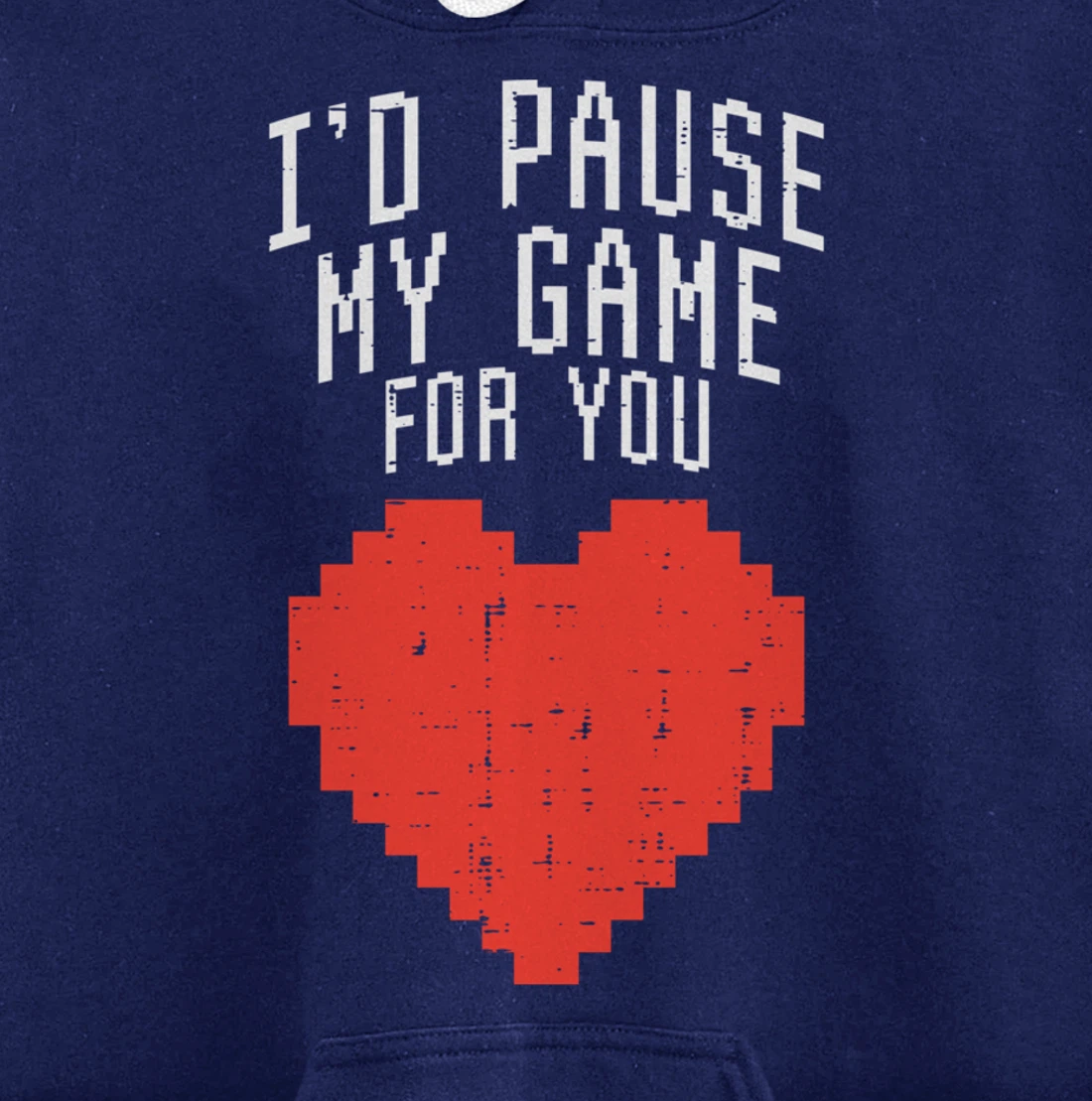 Id Pause My Game For You Pixel Heart Mens Valentines Day Boy Pullover Hoodie
