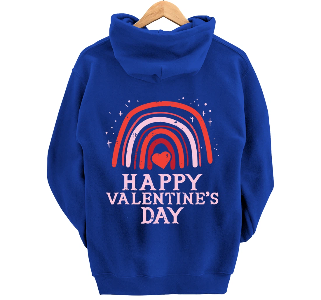 Happy Valentines Day Rainbow Cute Women Valentine Pullover Hoodie
