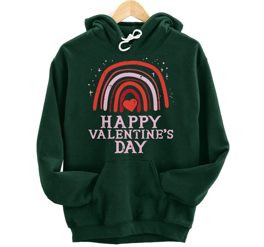 Happy Valentines Day Rainbow Cute Women Valentine Pullover Hoodie